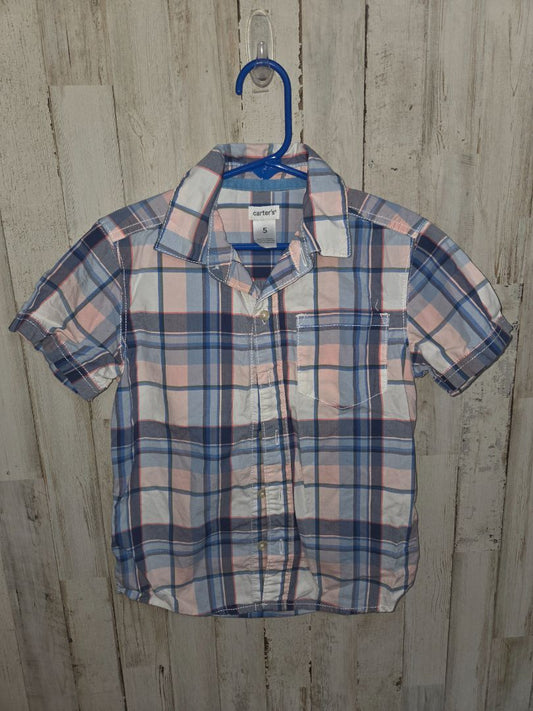 BLUE CARTERS PLAID BUTTON UP, BOYS 5