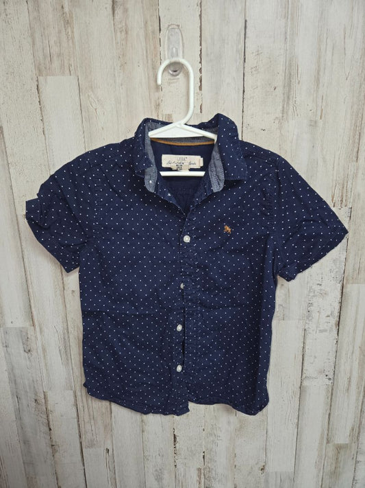 NAVY LOBB POLKA DOT BUTTON UP, BOYS 6