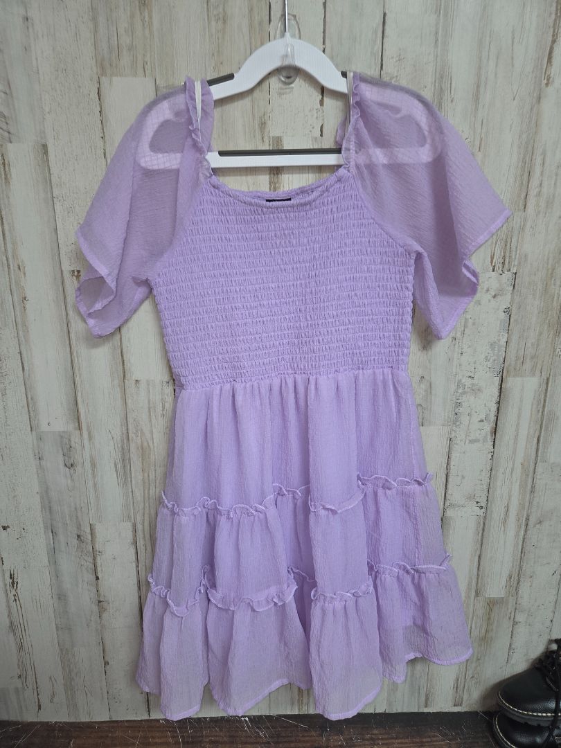 PURPLE ART CLASS SMOCK TIER DRESS, GIRLS 8