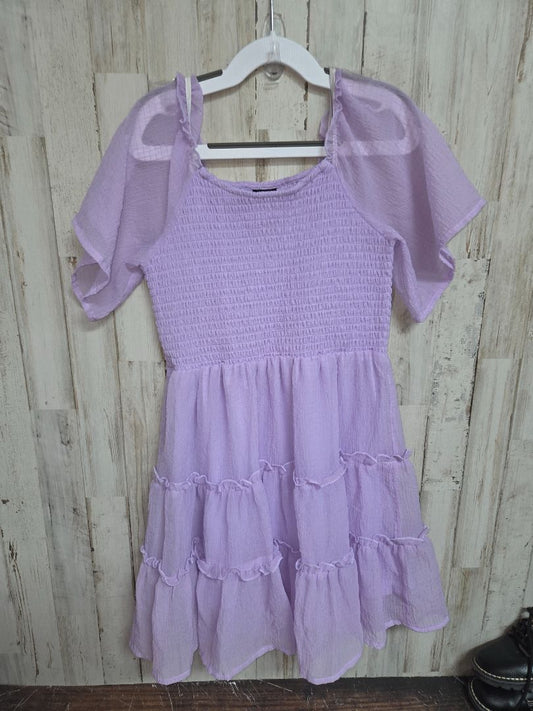 PURPLE ART CLASS SMOCK TIER DRESS, GIRLS 8