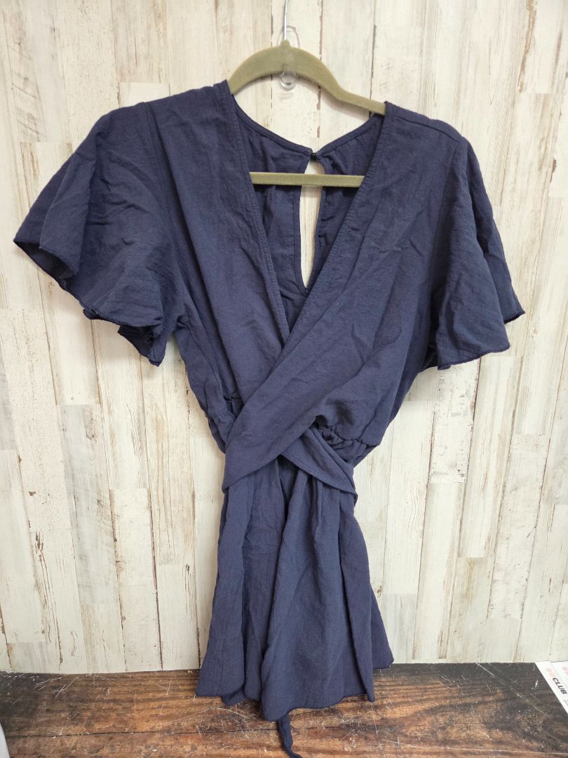 NAVY  LINEN WRAP ROMPER, LADIES XL