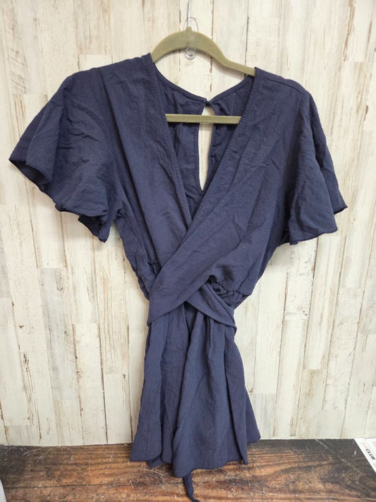 NAVY  LINEN WRAP ROMPER, LADIES XL