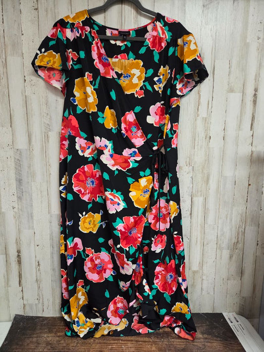 BLACK WHO WHAT WEAR FLORAL DRESS, LADIES 2X
