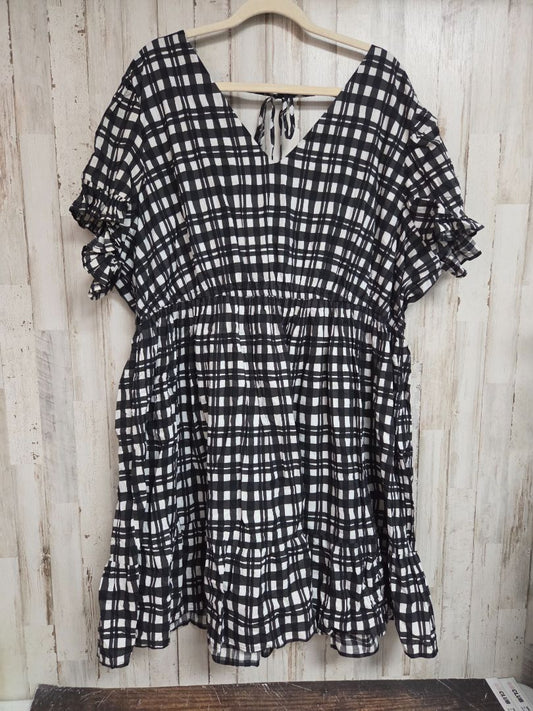 BLACK TERA & SKY PLAID DRESS, LADIES 3X