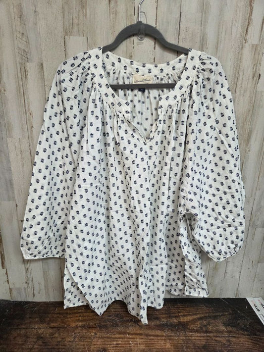 WHITE UNIVERSAL THREAD PRINTED LINEN TOP, LADIES 4X