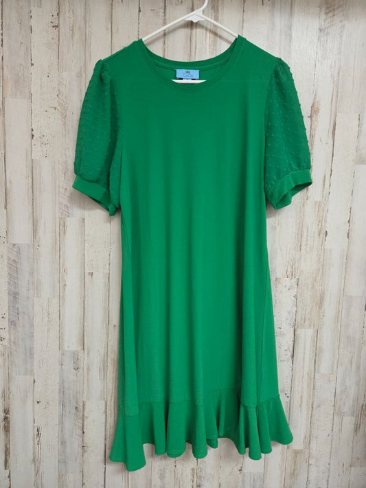 KELLY GREEN CECE PUFF SLEEVE DRESS, LADIES M