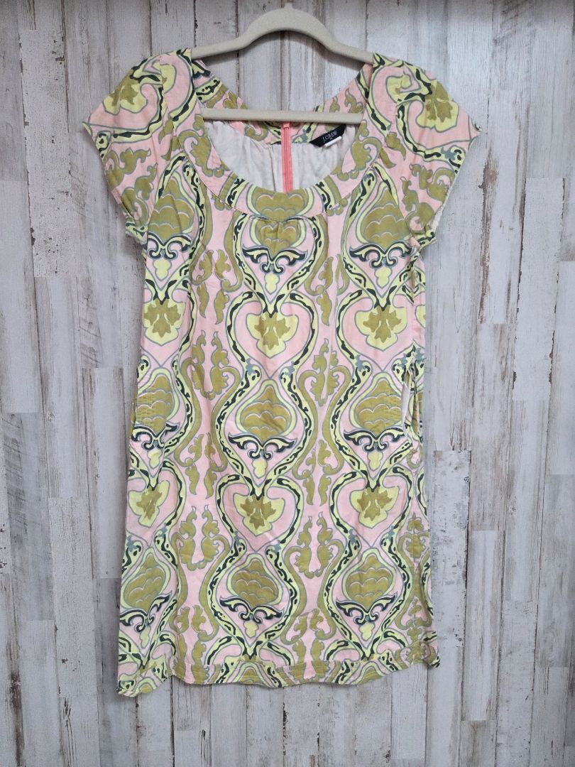 GREEN/PINK J CREW SZ4 PRINTED DRESS, LADIES S