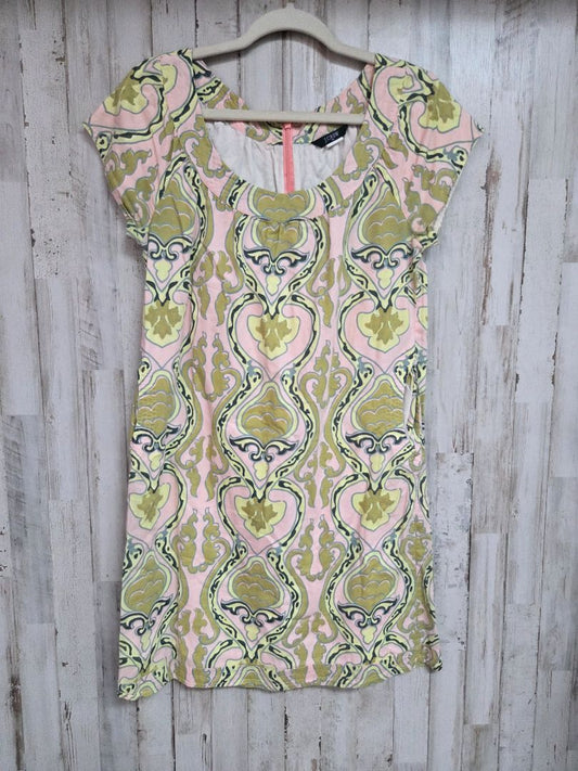 GREEN/PINK J CREW SZ4 PRINTED DRESS, LADIES S