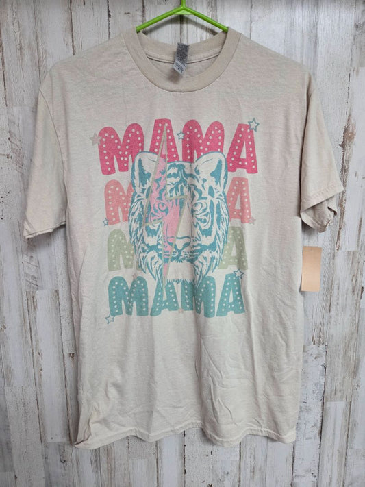 BEIGE GILDAN MAMA TIGER TEE, LADIES M