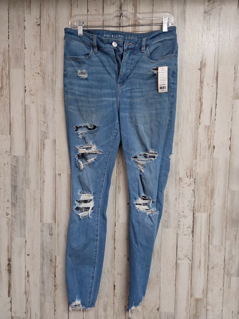 DENIM AMERICAN EAGLE SZ8 DISTRESS JEAN, LADIES M