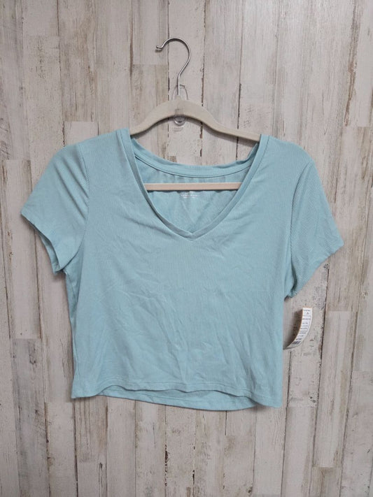 TEAL NO BOUNDARIES RIBBED VNECK TOP, LADIES L