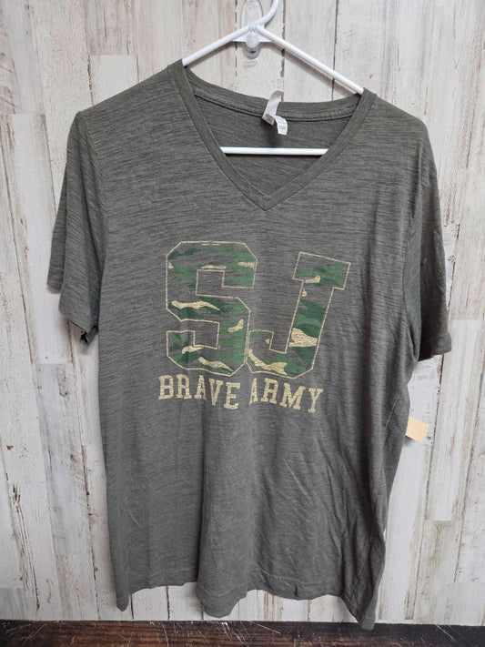 OLIVE BELLA CANVAS SJ BRAVE ARMY TEE, LADIES L