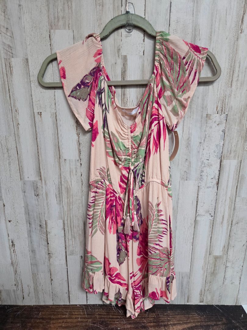 PEACH NORTH END KEYHOLE FLORAL ROMPER, LADIES S