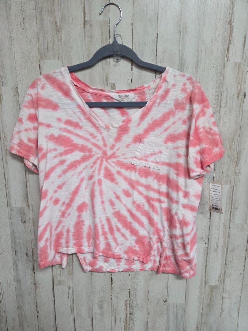 PINK/WHITE DOUBLE ZERO DYE POCKET TEE, LADIES L