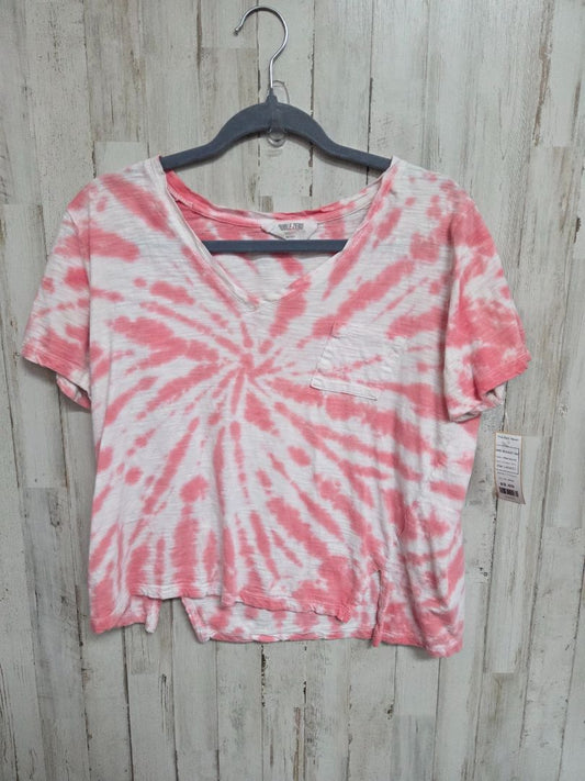 PINK/WHITE DOUBLE ZERO DYE POCKET TEE, LADIES L