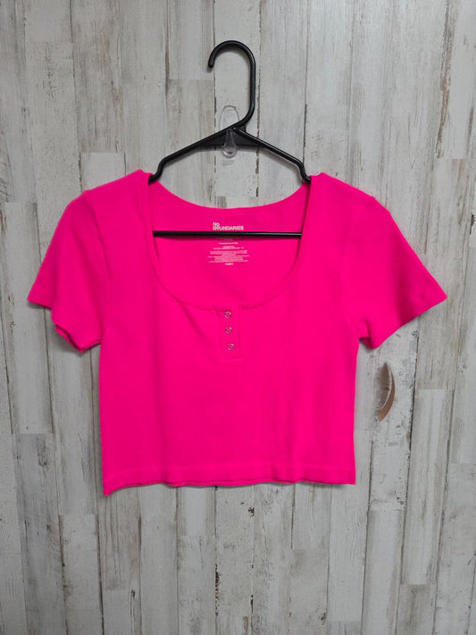 PINK NO BOUNDARIES RIBBED BUTTON TOP, LADIES L