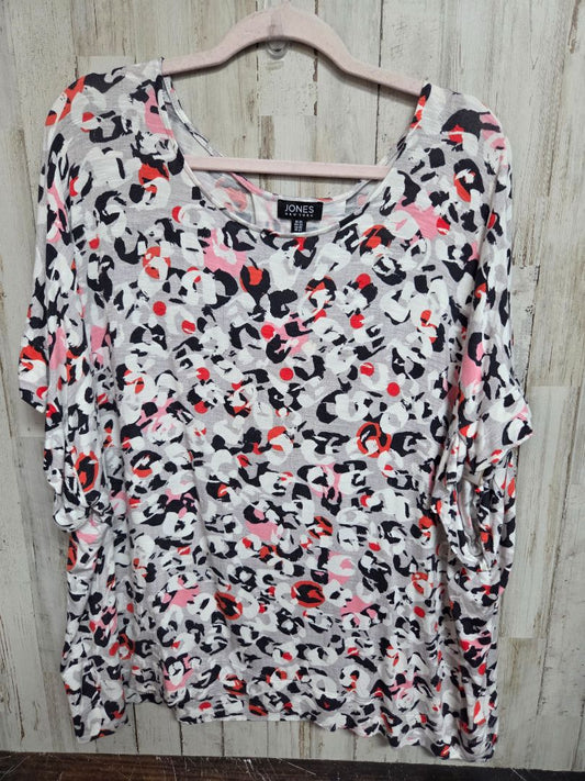 WHITE JONES NY PRINTED TOP, LADIES 2X
