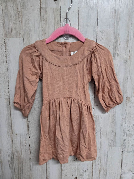 TAN KATE QUINN BUTTON BACK DRESS, GIRL 3-6M