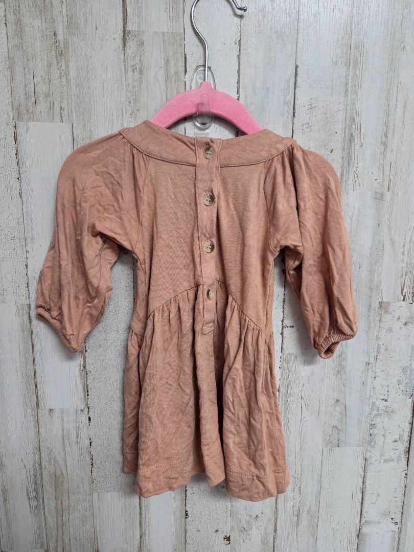 TAN KATE QUINN BUTTON BACK DRESS, GIRL 3-6M
