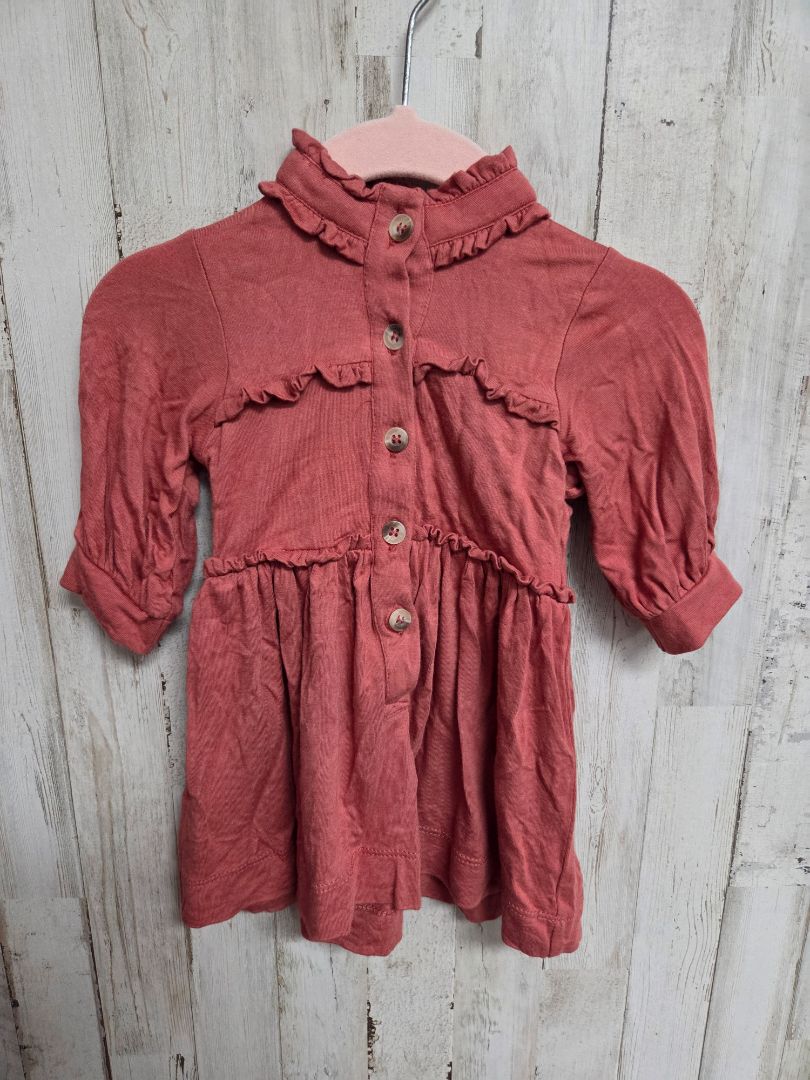 RUST KATE QUINN RUFFLE DRESS, GIRL 3-6M