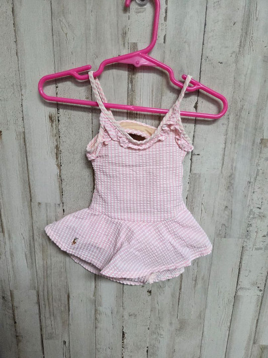 PINK RALPH LAUREN SEERSUCKER SWIMSUIT, GIRL 9M
