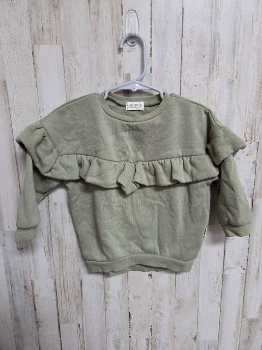 OLIVE RABBIT BEAR RUFFLE SWEATER, GIRL 2T