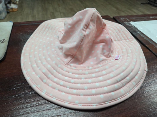 PINK RUFFLE BUTTS REVERSABLE SUNHAT, GIRL 12M-2T