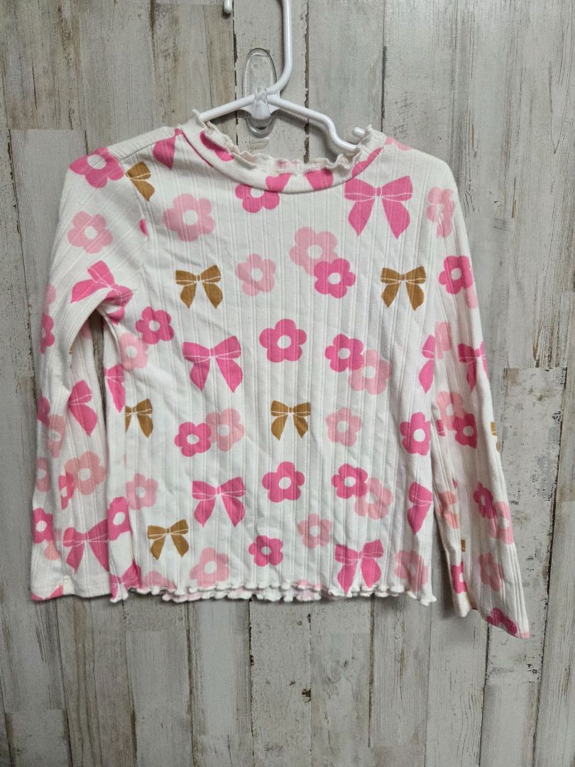 WHITE GARANIMALS BOW & FLOWER TOP, GIRL 4T