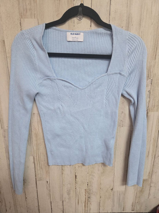 LT BLUE OLD NAVY RIBBED CROP TOP, LADIES M