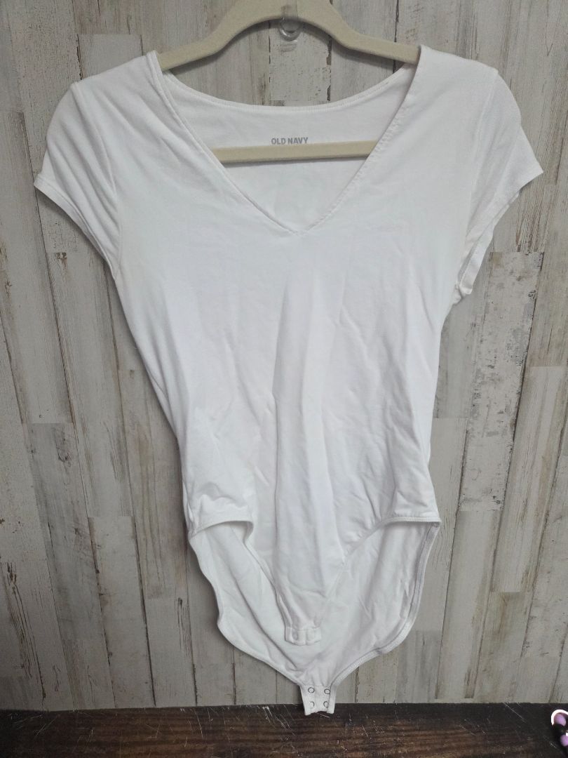 WHITE OLD NAVY VNECK BODYSUIT, LADIES M