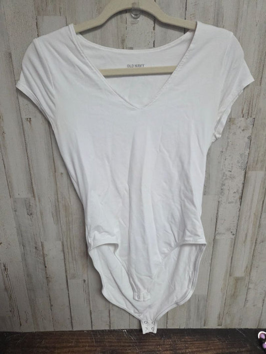 WHITE OLD NAVY VNECK BODYSUIT, LADIES M