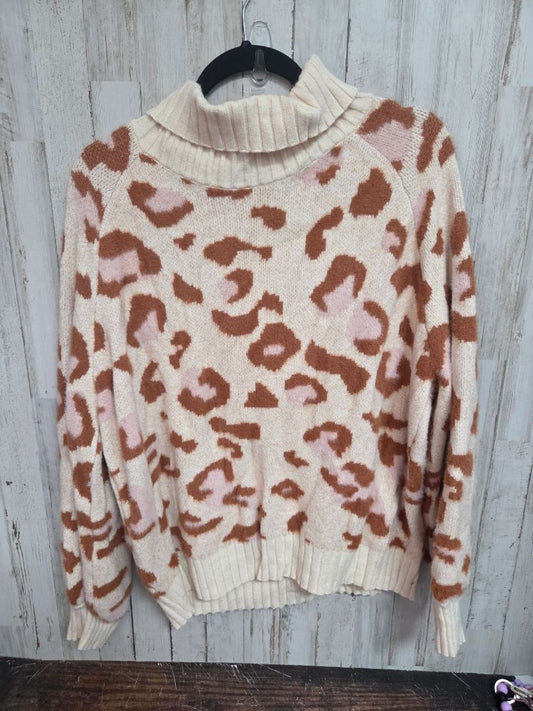 TAN KARLIE CHEETAH SWEATER, LADIES M