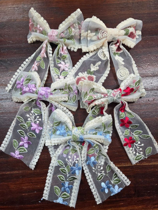 5pc large lace bows