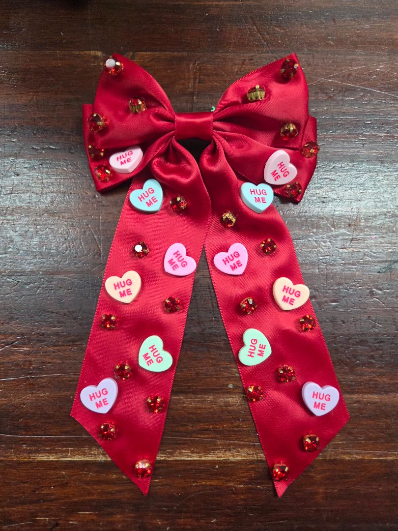 Red  Xl conversation heart bow