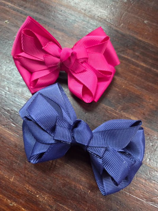 Pink/ navy  2pc small multi stack bow