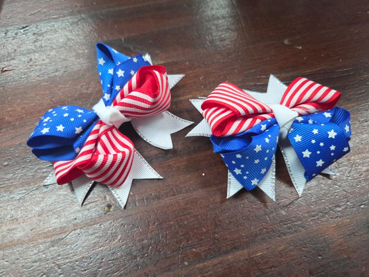 2pc layered star & stripe bows