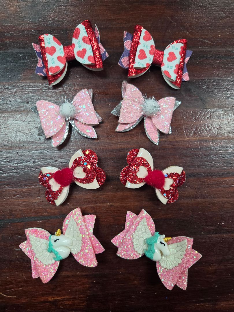 8pc mini glitter bows
