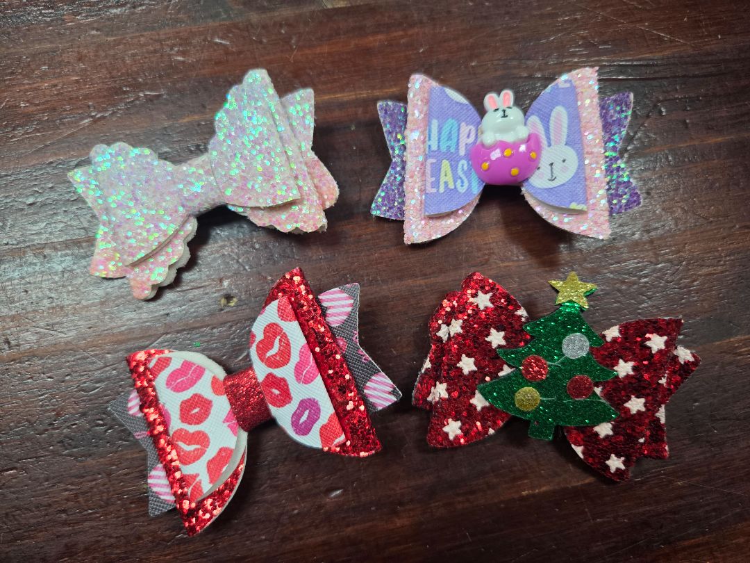 4pc mini glitter bows