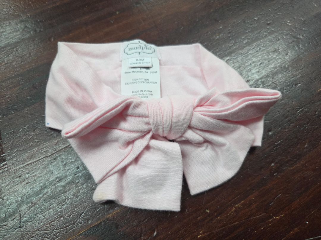 pink Mudpie Bow headwrap, Girl 0-3m