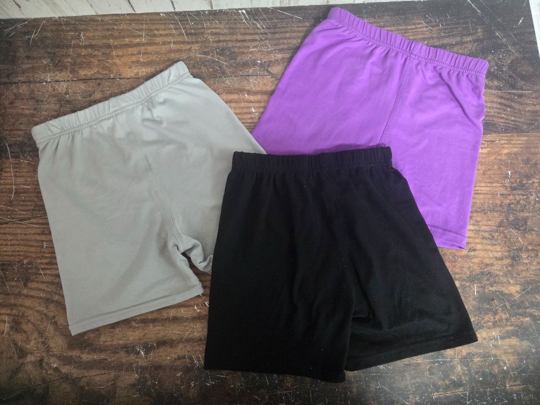 GREY/PURPLE/BLACK  3PK BIKER SHORTS, GIRLS 7/8