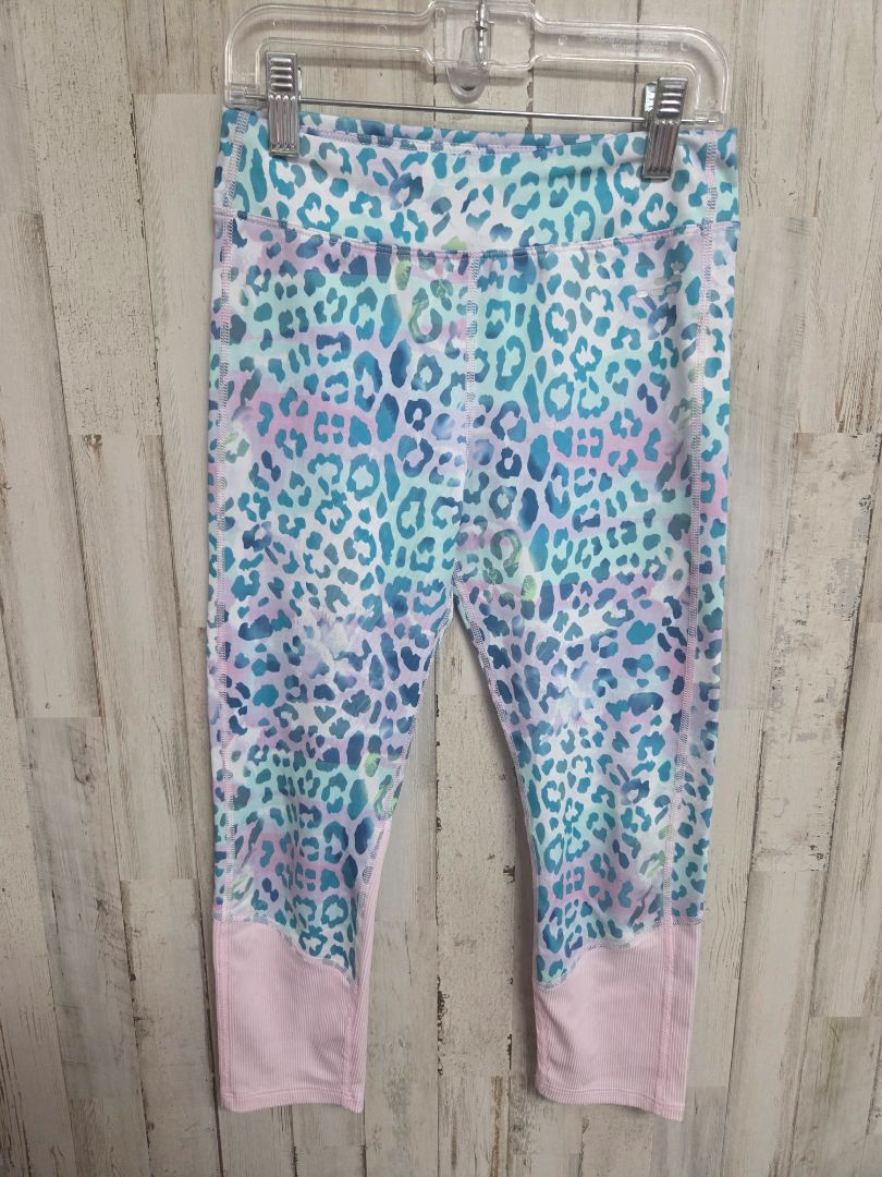 TEAL BCG CHEETAH LEGGINGS, GIRLS 8/10