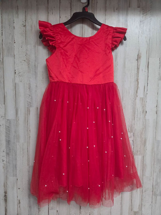 RED  PEARL TULE DRESS, GIRLS 9