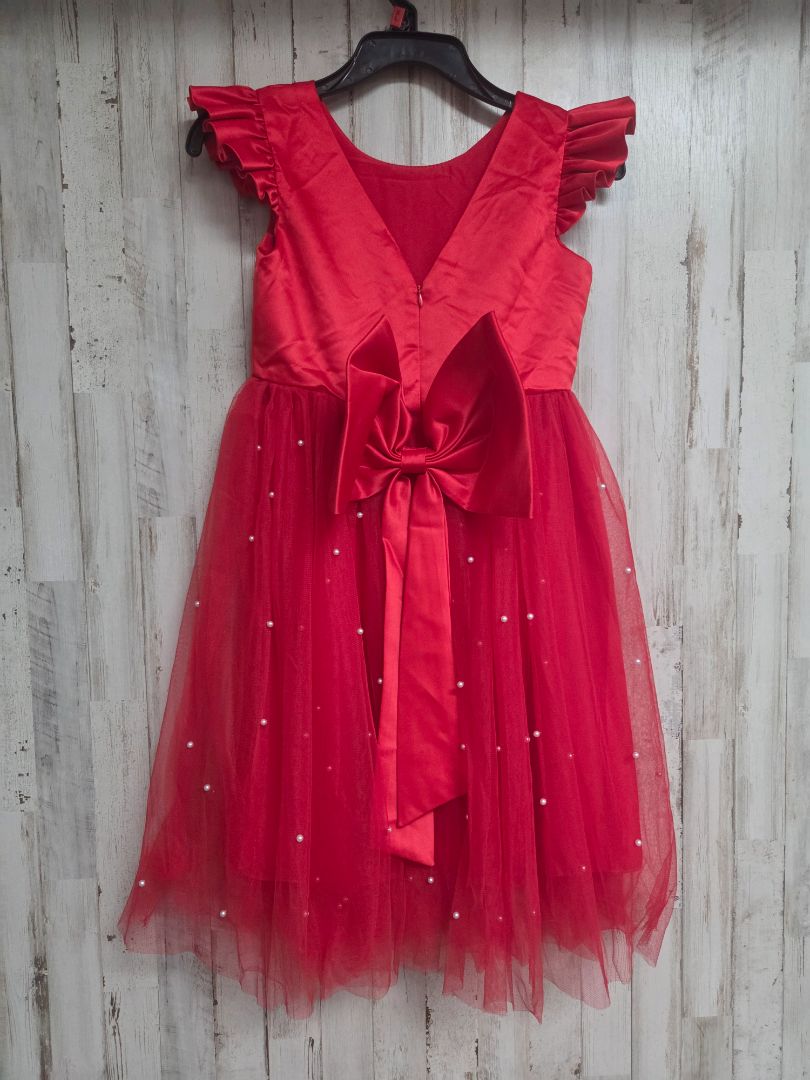RED  PEARL TULE DRESS, GIRLS 9