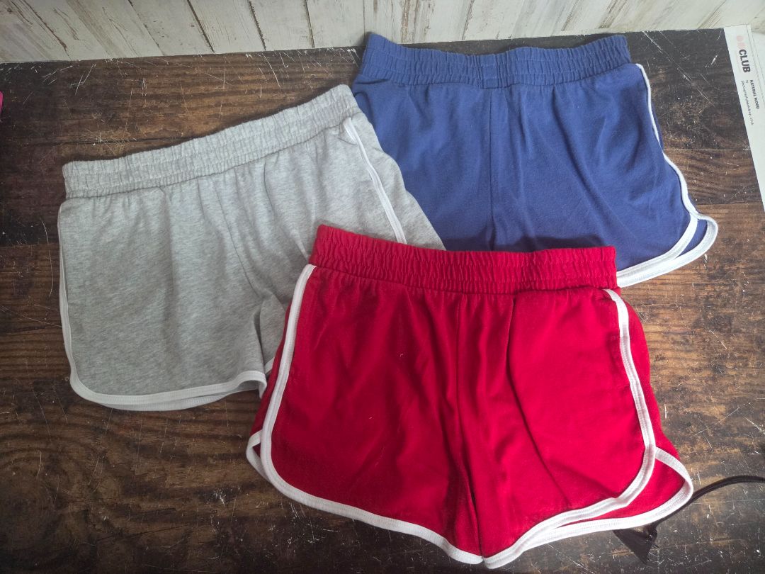 GREY/RED/NAVY WONDER NATION 3PK COTTON SHORTS, GIRLS 10/12