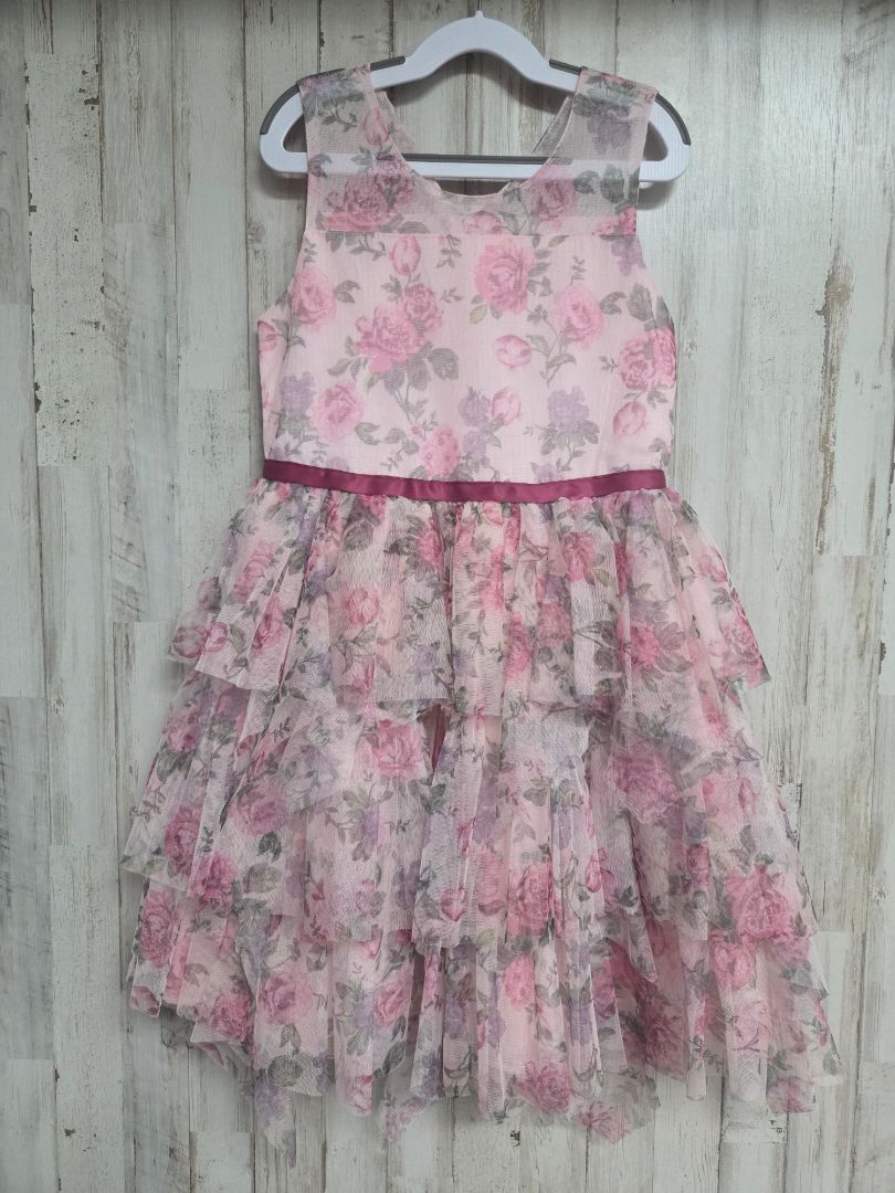 PINK KENZIE GIRL FLOWER TULE DRESS, GIRLS 10