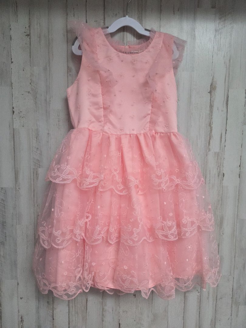 PINK KENZIE GIRL FLORAL TIER TULE DRESS, GIRLS 12