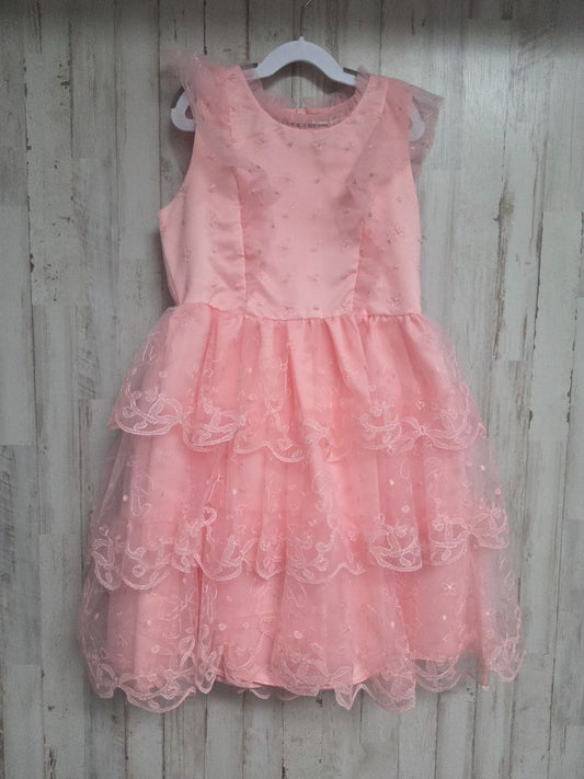 PINK KENZIE GIRL FLORAL TIER TULE DRESS, GIRLS 12