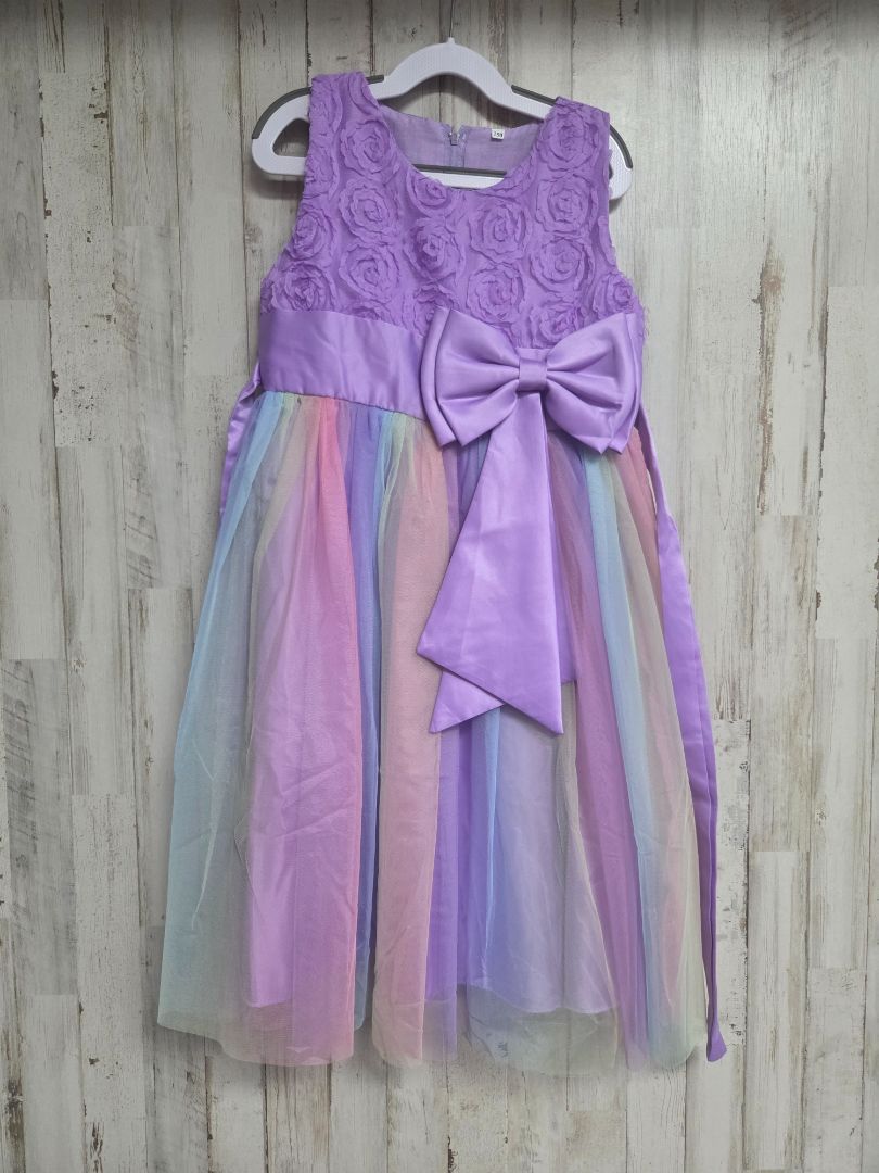 PURPLE  TULE BOW DRESS, GIRLS 12