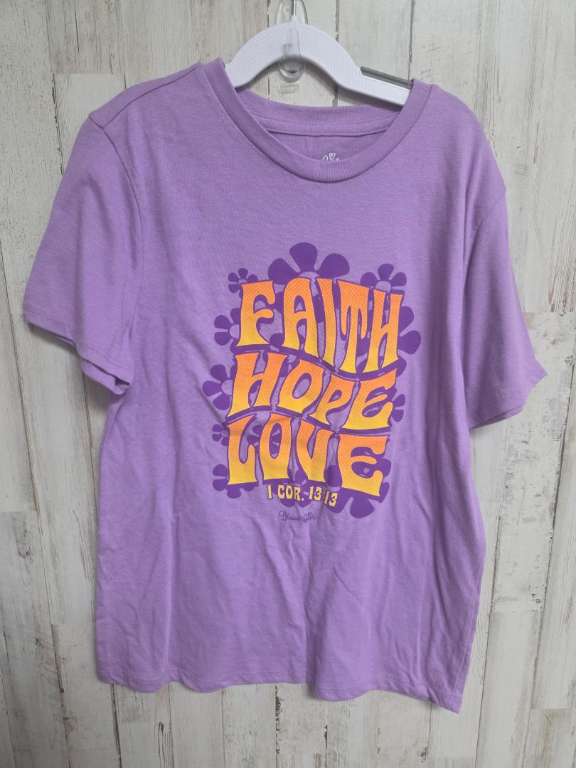 PURPLE BLESSED GIRL FAITH TEE, GIRLS 10/12