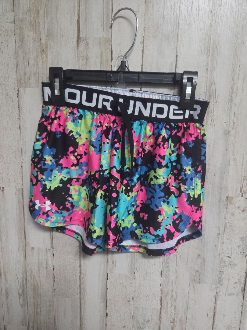 BLACK UNDER ARMOUR PRINTED SHORTS, GIRLS 10/12